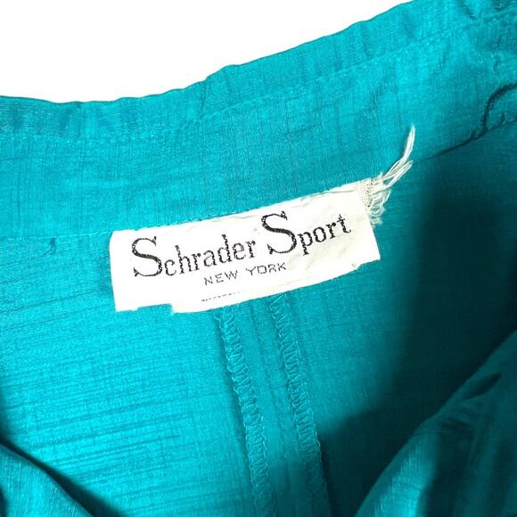Vintage Schrader Sport New York Dress Teal Long Sleeve Collared Midi‎ Women's - Picture 3 of 13